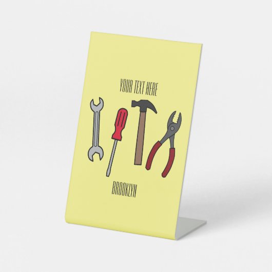 大工道具の漫画イラストレーション 台座サイン (正面)