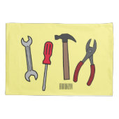 大工道具の漫画イラストレーション 枕カバー (裏面)