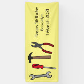 大工道具の漫画イラストレーション 横断幕 (縦)