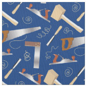 大工道具Woodworking Toolkit on Blue ファブリック (クローズアップ)