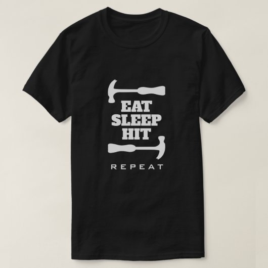 大工食べのスリープヒットリピートおもしろTシャツ Tシャツ (デザイン正面)