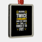 大工1回木工おもしろいを2回刈る メタルオーナメント (右)