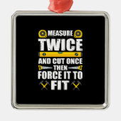 大工1回木工おもしろいを2回刈る メタルオーナメント (正面)