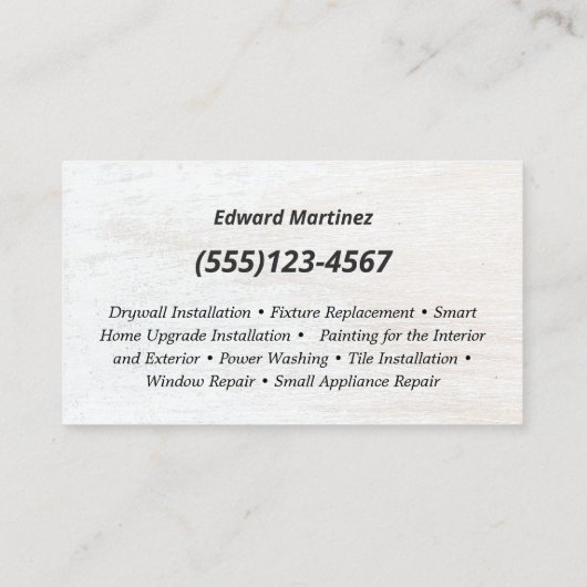 大工 ホーム・インプルーブメント ウッド 名刺 名刺 (裏面)
