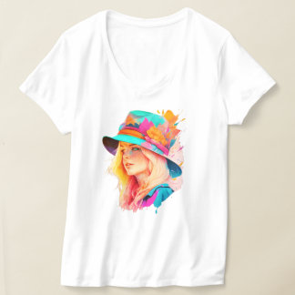 大帽子をかぶったブロンド Tシャツ
