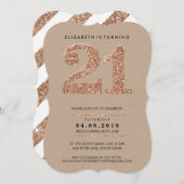 大年齢数クラフト21クールバラ金ゴールドグリッター 招待状 (正面/裏面)