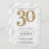 大年齢数大理石30モダン金ゴールドグリッター 招待状 (正面/裏面)