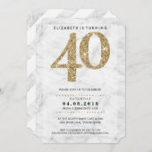 大年齢数大理石40モダン金ゴールドグリッター 招待状 (正面/裏面)