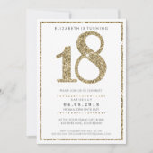 大年齢数招待状18モダン金ゴールドグリッター 招待状 (正面)