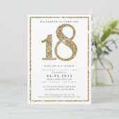 大年齢数招待状18モダン金ゴールドグリッター 招待状 (スタンド正面)