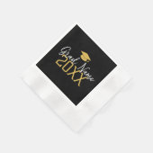 大年 – 名前と帽子 – 黒い金ゴールド卒業 縁ありカクテルナプキン (角)