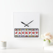 大当たりのスロットマシンの柱時計(ライト) スクエア壁時計 (ホーム)