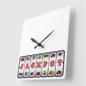 大当たりのスロットマシンの柱時計(ライト) スクエア壁時計 (傾斜)