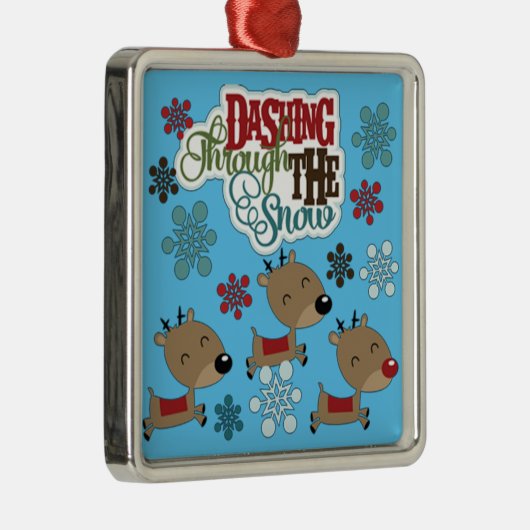 大急ぎで雪を投げる メタルオーナメント (右)