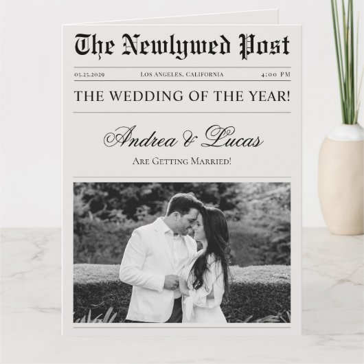 大折り畳み式結婚新聞タイムラインプログラム カード (正面)