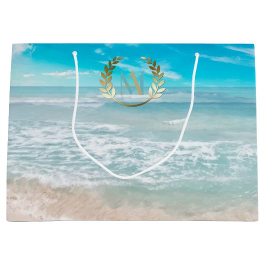 大抱き枕 | モノグラムモダン幾何学的ビーチ ラージペーパーバッグ (正面)