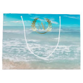 大抱き枕 | モノグラムモダン幾何学的ビーチ ラージペーパーバッグ (裏面)