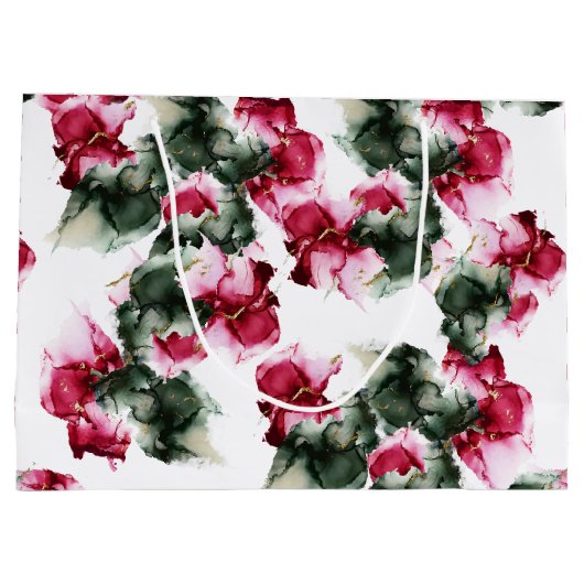 大抱き枕 |抽象芸術クリムゾンとセージ・グリーン ラージペーパーバッグ (裏面)