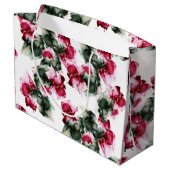 大抱き枕 |抽象芸術クリムゾンとセージ・グリーン ラージペーパーバッグ (裏面アングル)