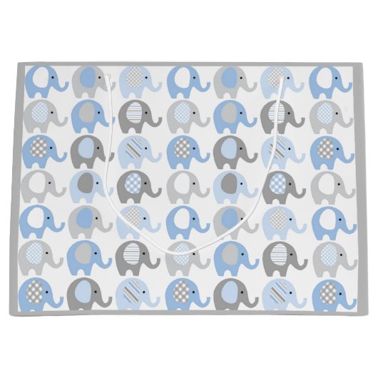 大抱き枕 – 青と灰色の象 ラージペーパーバッグ (正面)