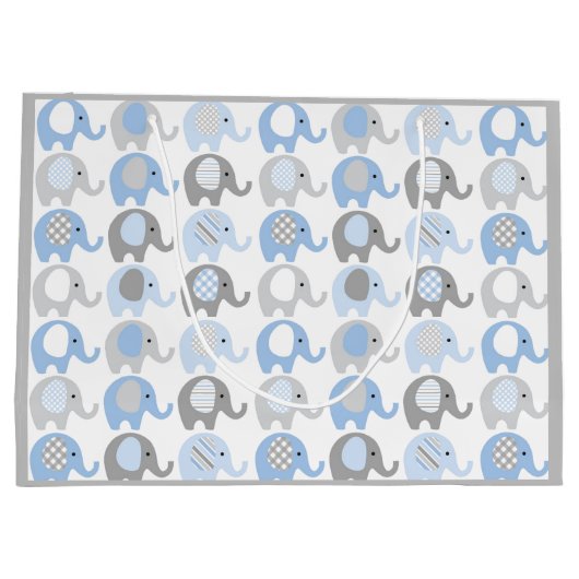 大抱き枕 – 青と灰色の象 ラージペーパーバッグ (裏面)
