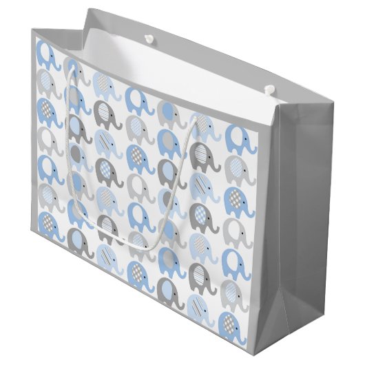 大抱き枕 – 青と灰色の象 ラージペーパーバッグ (正面アングル)