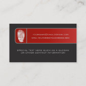 大指紋付き赤およびグレーのテクニカル名刺 名刺 (裏面)