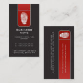 大指紋付き赤およびグレーのテクニカル名刺 名刺 (正面/裏面)