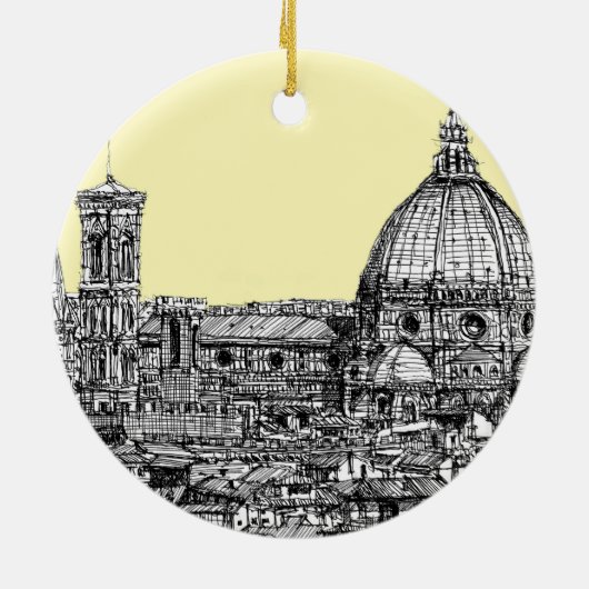 大教会堂のフィレンツェのクリーム色のアイボリー セラミックオーナメント (裏面)