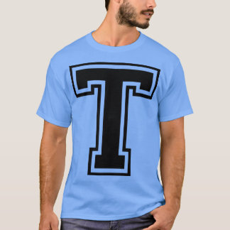 大文字の名前イニシャルモノグラムTブラック文字 Tシャツ