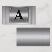 大文字の銀の金属の名刺 名刺 (正面/裏面)