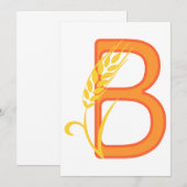 大文字のBの花のモノグラム 招待状 (正面/裏面)