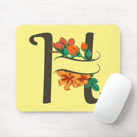 大文字のHの花のモノグラム マウスパッド (マウス)