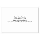 大文字アルファベットのチュートリアルカード緑の黄色 テーブルナンバー (裏面)