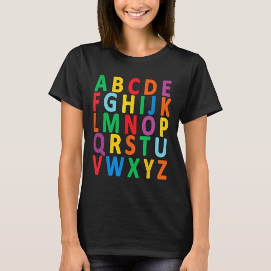 大文字カラフルアルファベット学Abc Boy Tシャツ (正面)