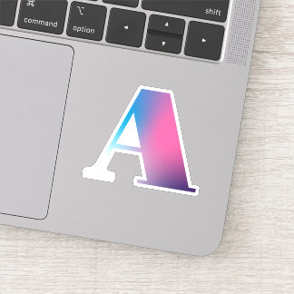 大文字Aモノグラムのグラデーションのピンクがかった青い白 シール