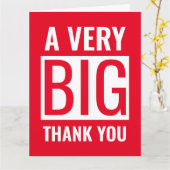 大文字A非常に大きなお礼を赤と白言う カード (黄色い花)