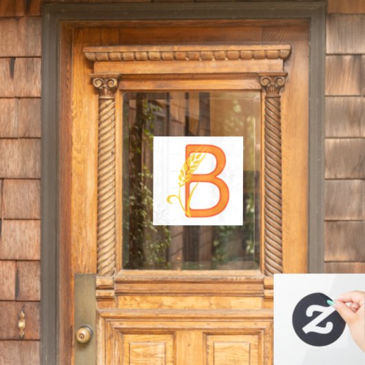 大文字Bフローラモノグラム ウィンドウサイン (ホームデコレーション)