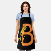 大文字Bフローラモノグラム エプロン (着用した状態)