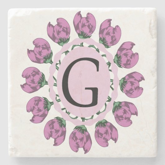 大文字Gフローラモノグラム ストーンコースター (正面)
