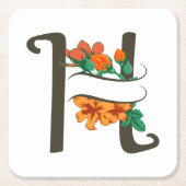 大文字Hフローラモノグラム スクエアペーパーコースター (正面)