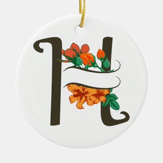 大文字Hフローラモノグラム セラミックオーナメント (正面)