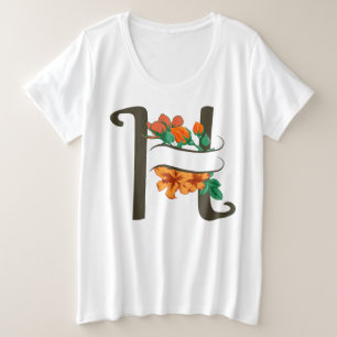 大文字Hフローラモノグラム プラスサイズTシャツ