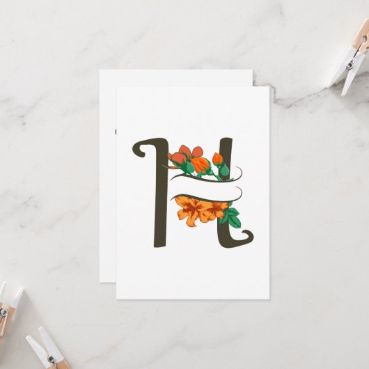 大文字Hフローラモノグラム 招待状 (正面/裏面インサイチュ)