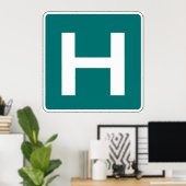 大文字H （緑） ポスター (ホームオフィス)