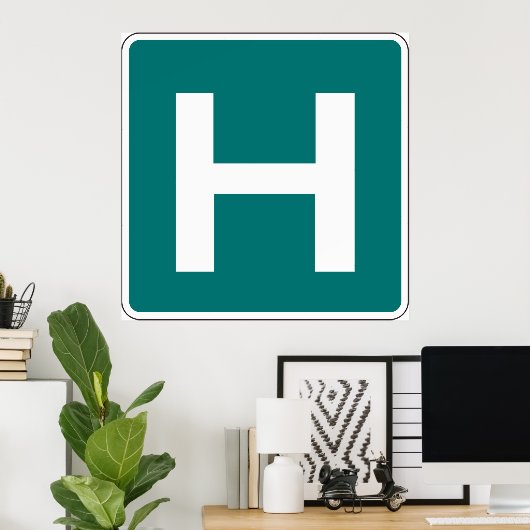 大文字H （緑） ポスター (ホームオフィス)