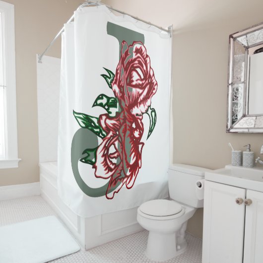 大文字Jフローラモノグラム シャワーカーテン (インサイチュ)