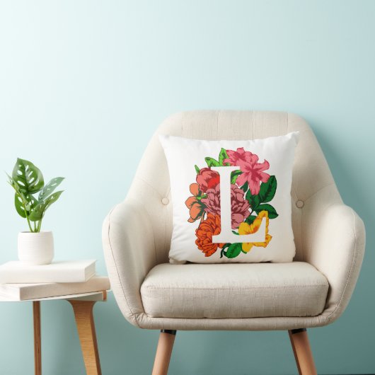 大文字Lフローラモノグラム クッション (椅子)