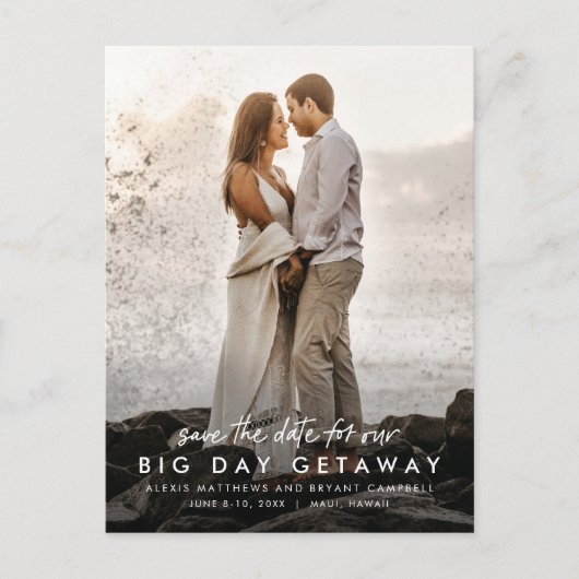 大日休暇の目的地の結婚式の日付を保存 案内ポストカード (正面)