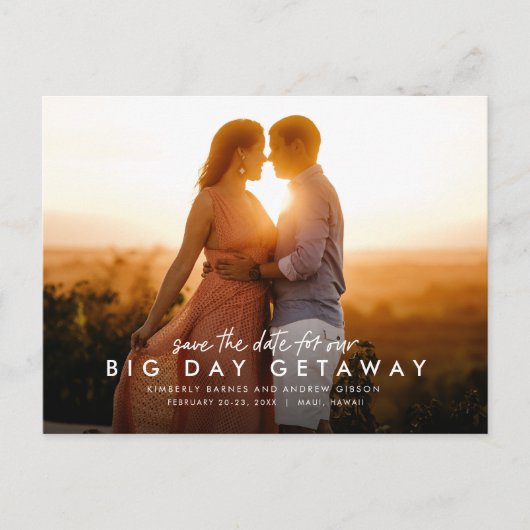 大日休暇の目的地の結婚式の日付を保存 案内ポストカード (正面)
